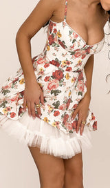 FLORAL BUSTIER A-LINE MINI DRESS