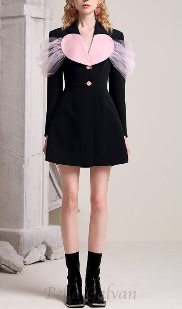 BLACK HEART DECOR JACKET DRESS