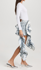 ERIN ACID WASH RUFFLE JEAN SKIRT