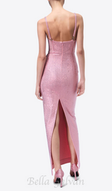 Brook crystal-embellished sleeveless maxi dress in rose pink