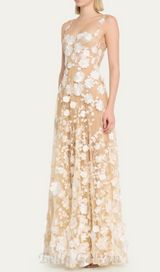 APPHIA FLORAL EMBROIDERED SLEEVELESS TULLE MAXI DRESS