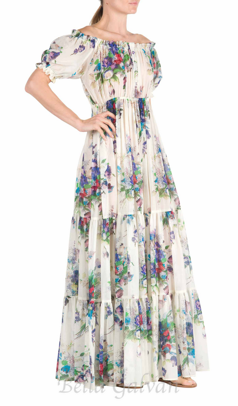 FLORAL BOUQUET PRINTED MAXI DRESS