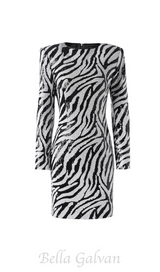 Short two-tone zebra sequin mini dress