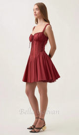 corset strap mini dress in red