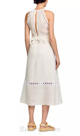 Coralie Heart Lace Midi Dress in white