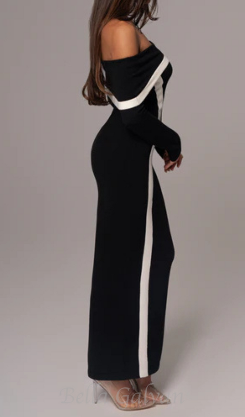 Black Janet Off Shoulder Maxi Dress