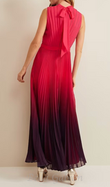 ombre pleated draped maxi dress