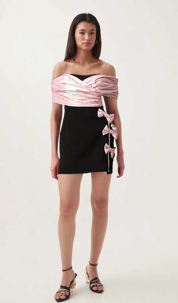 Doria color-blocked bow-embellished mini dress