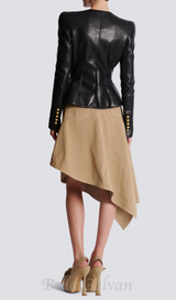 Lambskin leather peplum jacket