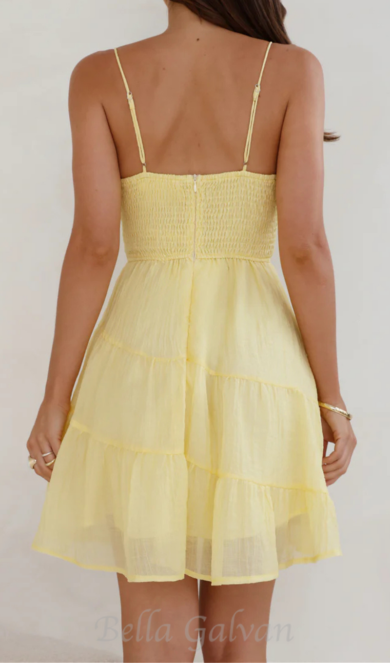 calista strap mini dress in yellow