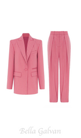 Ally Crystal Pinstripe Blazer Set in Pink