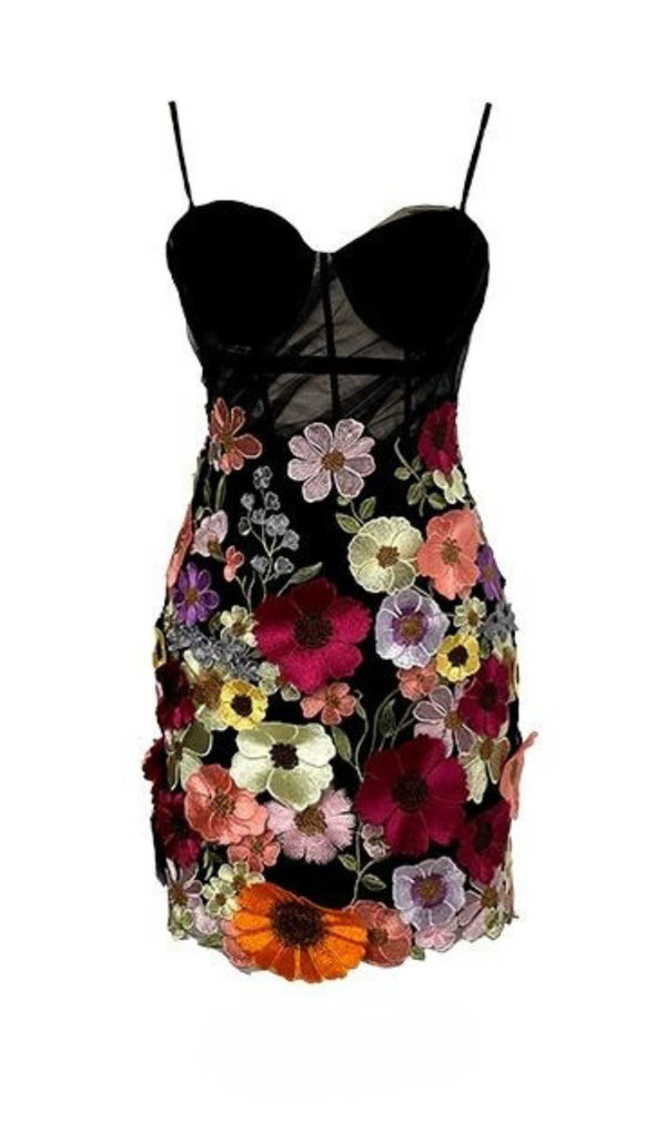 SEXY FLORAL SUSPENDER MINI DRESS