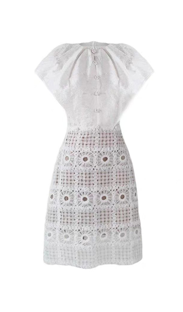 FLOWER SHAWL LACE MINI DRESS