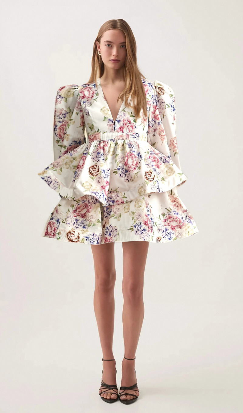 Enora floral-print tiered mini dress