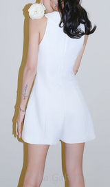 CHAYA WHITE SLEEVELESS RHINESTONE EMBELLISHED ROMPER