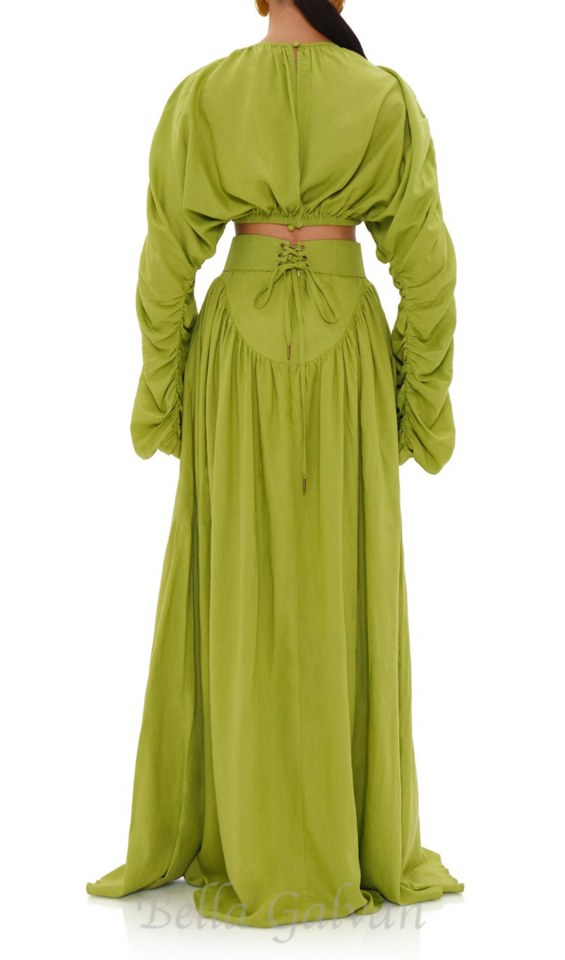 SHEILA CORP TOP CORSET SKIRT SET IN LIME