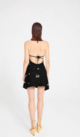 Ariane crystal-embellished scoop-back mini dress