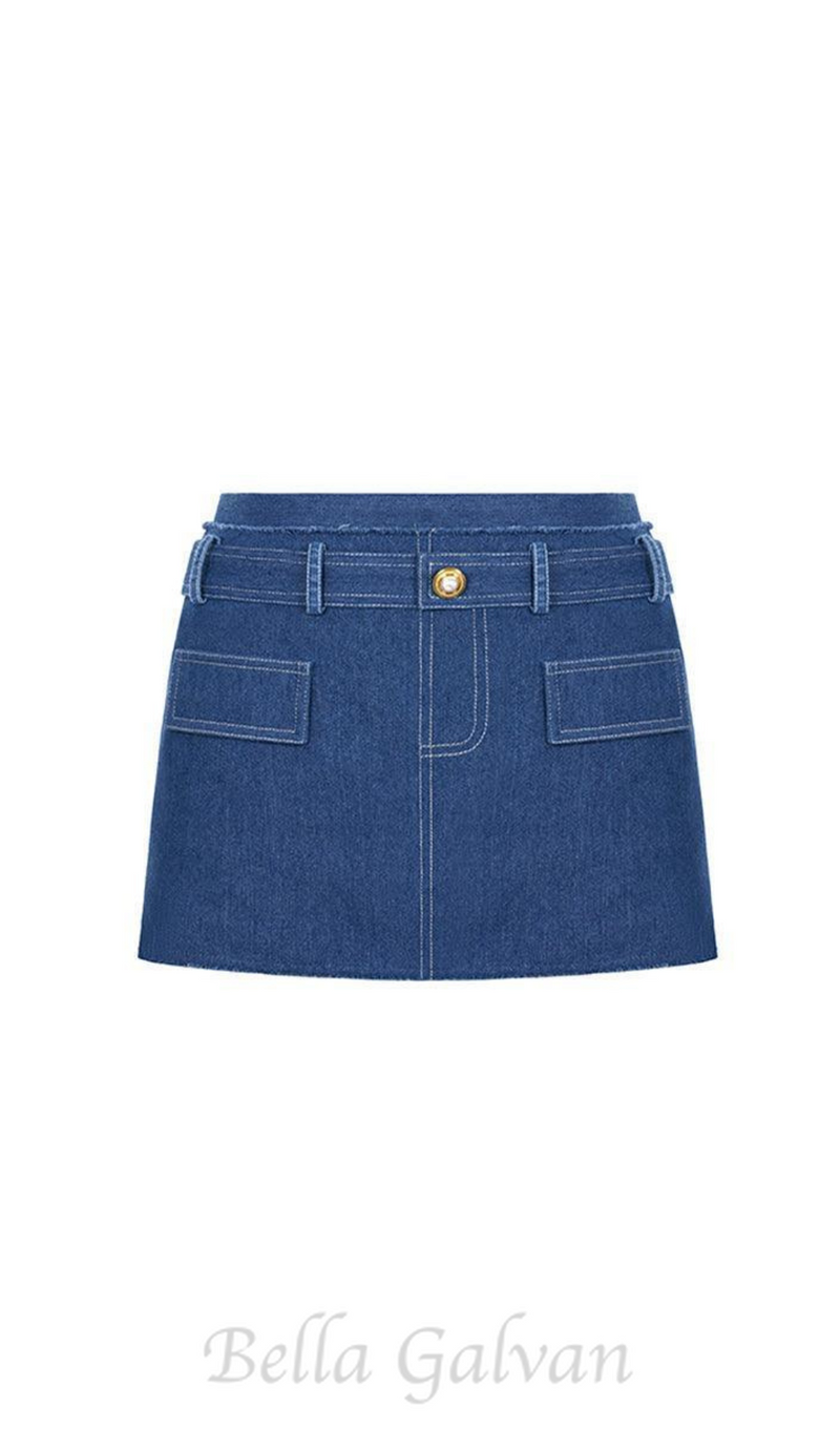 Cathy Tweed Mini Skirt in blue