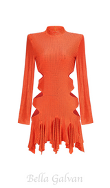 IRENE RHINESTONES EMBELLLISHED MINI DRESS IN ORANGE