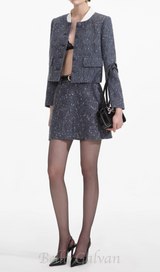 blue boucle jacket