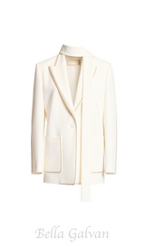 DEBORAH OFF-WHITE SCARF-DETAILED WOOL CREPE BLAZER