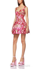 JASMINE MULTI PINK FLORAL EMBELLISHMENT MINI DRESS