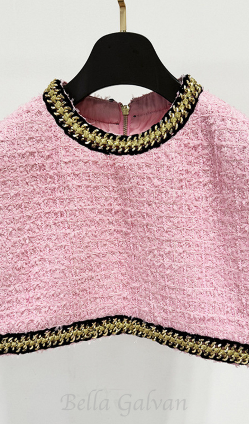 EMBROIDERED CROPPED TOP IN PINK