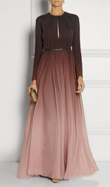 ELLEN GRADIENT COLOR RUNCHED MAXI DRES