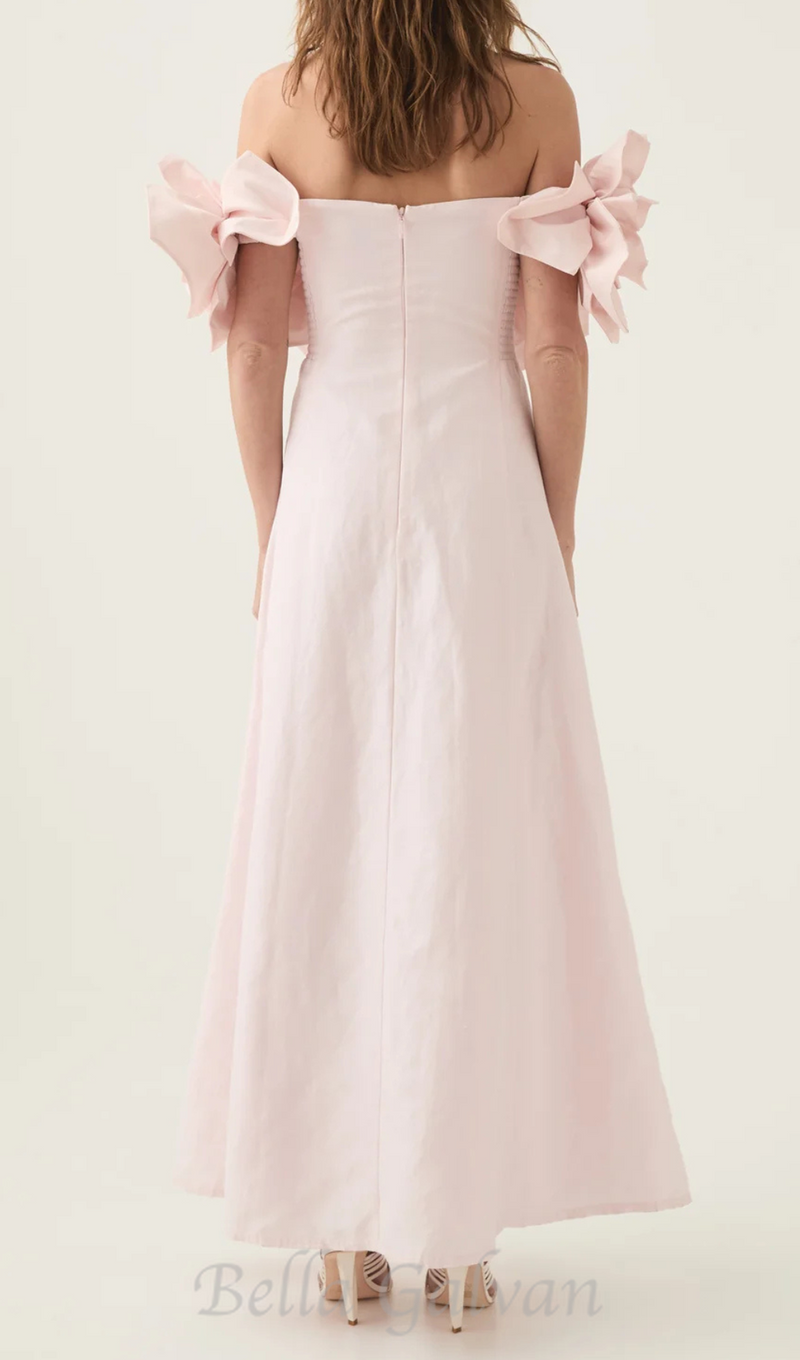 Etta flower strapless midi dress in pink