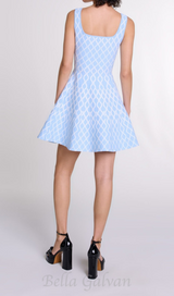 SUSIE BLUE JACQUARD KNIT MINI DRESS