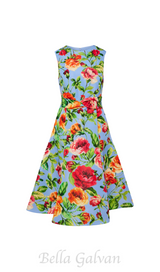 EDITH MULTICOLOR FLORAL CREPE MIDI DRESS