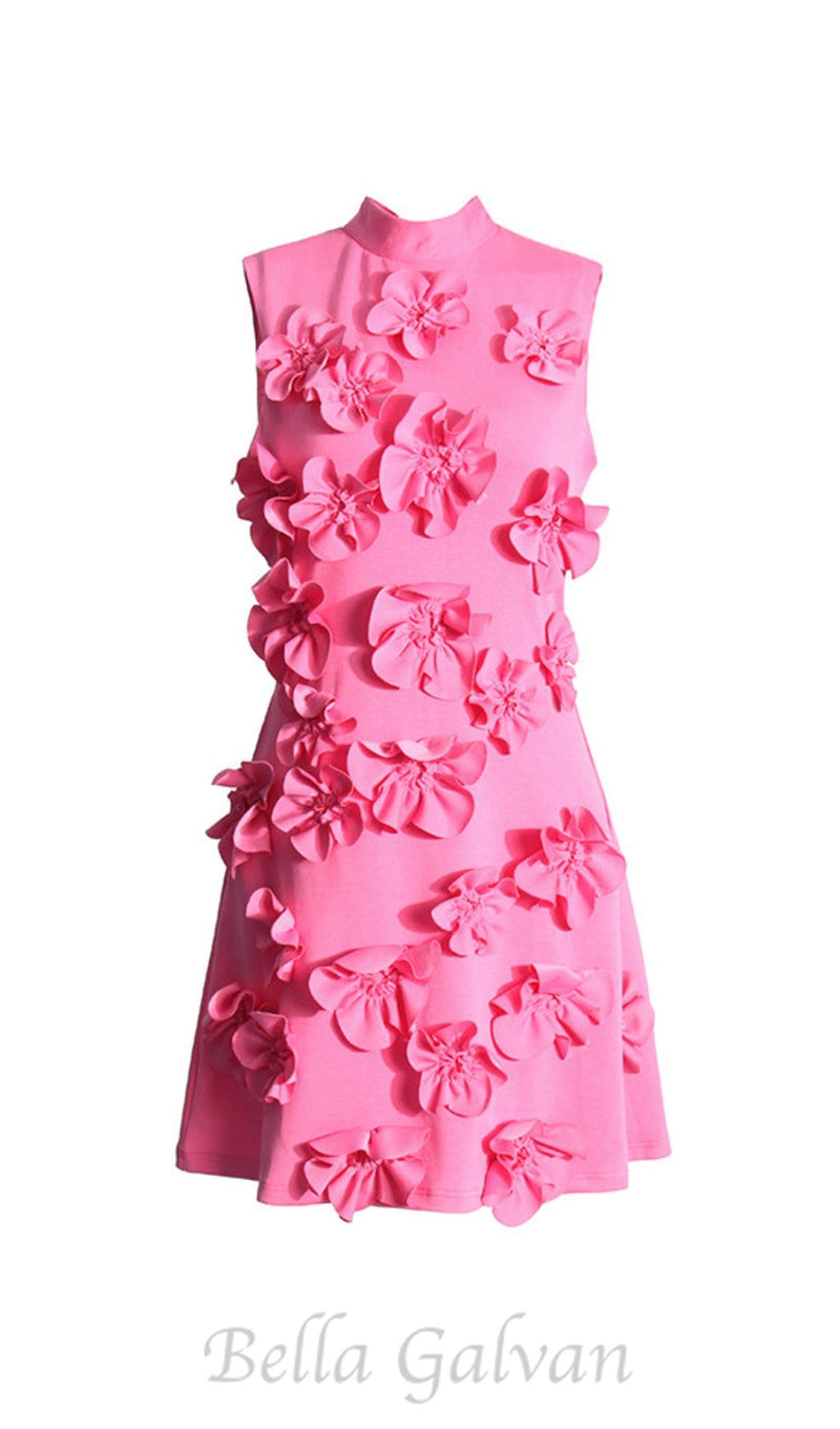 CANDICE FLORAL APPLIQUÉ MINI DRESS IN PINK