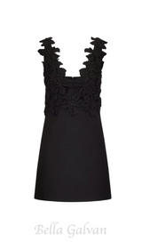 DOREEN EMBROIDERED CREPE COUTURE MINI DRESS IN BLACK