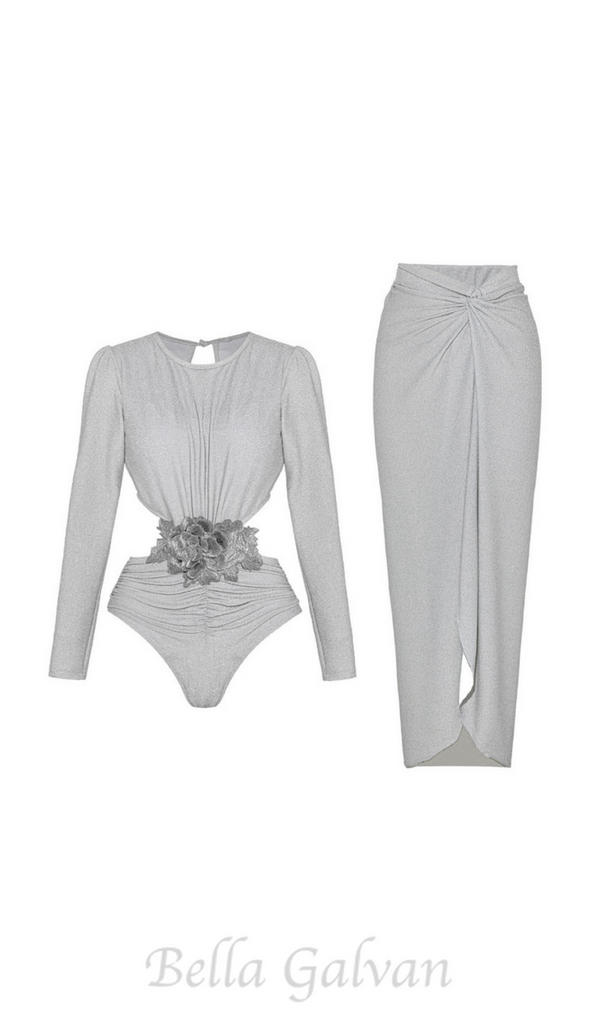 LONG SLEEVE FLOWER SWIMWEAR TWO PIECE SET