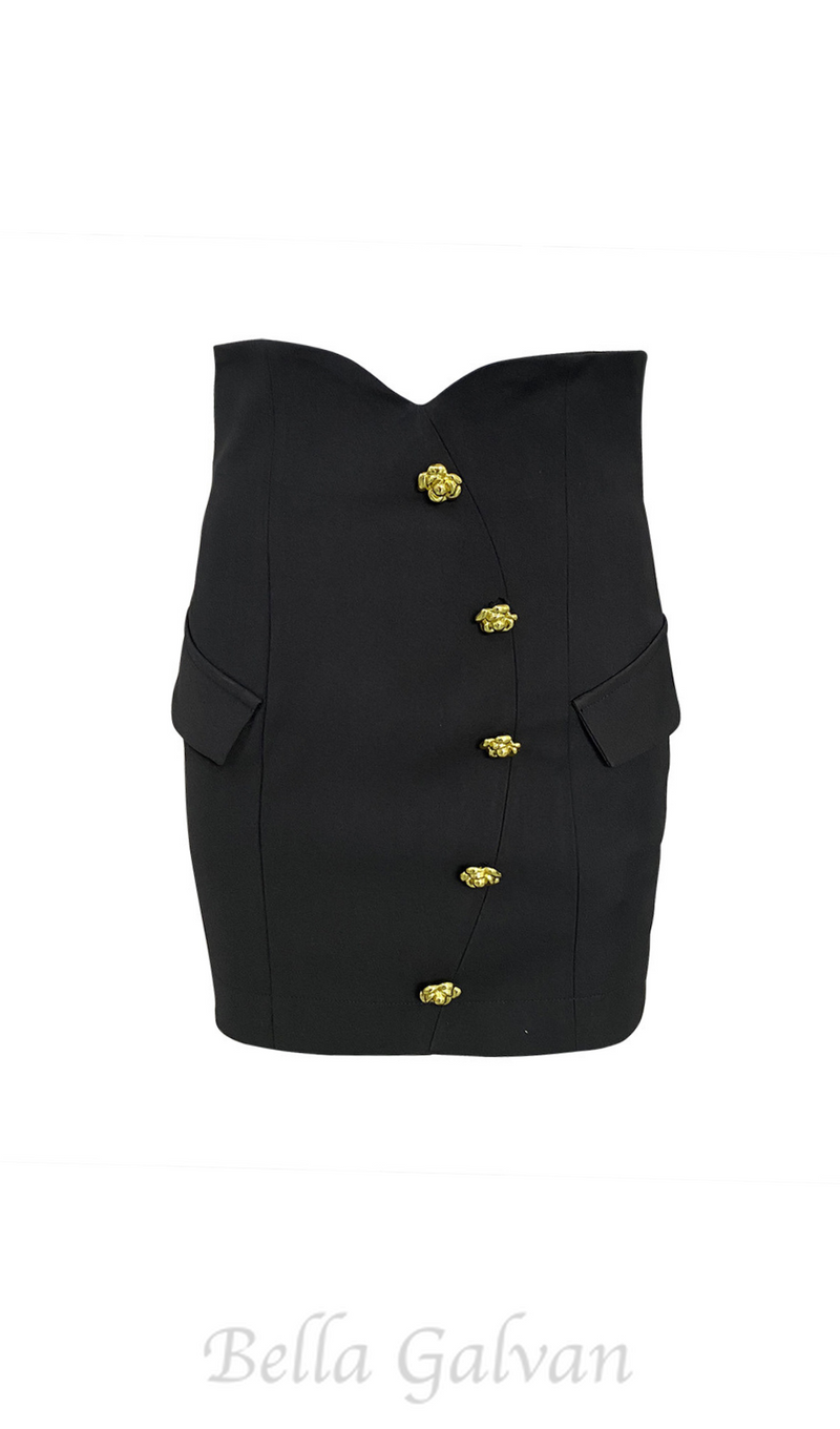 GISELLE SLIM-FIT JACKET WITH ROSES BUTTONS IN BLACK