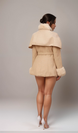 Rosella detachable-cape faux-fur coat