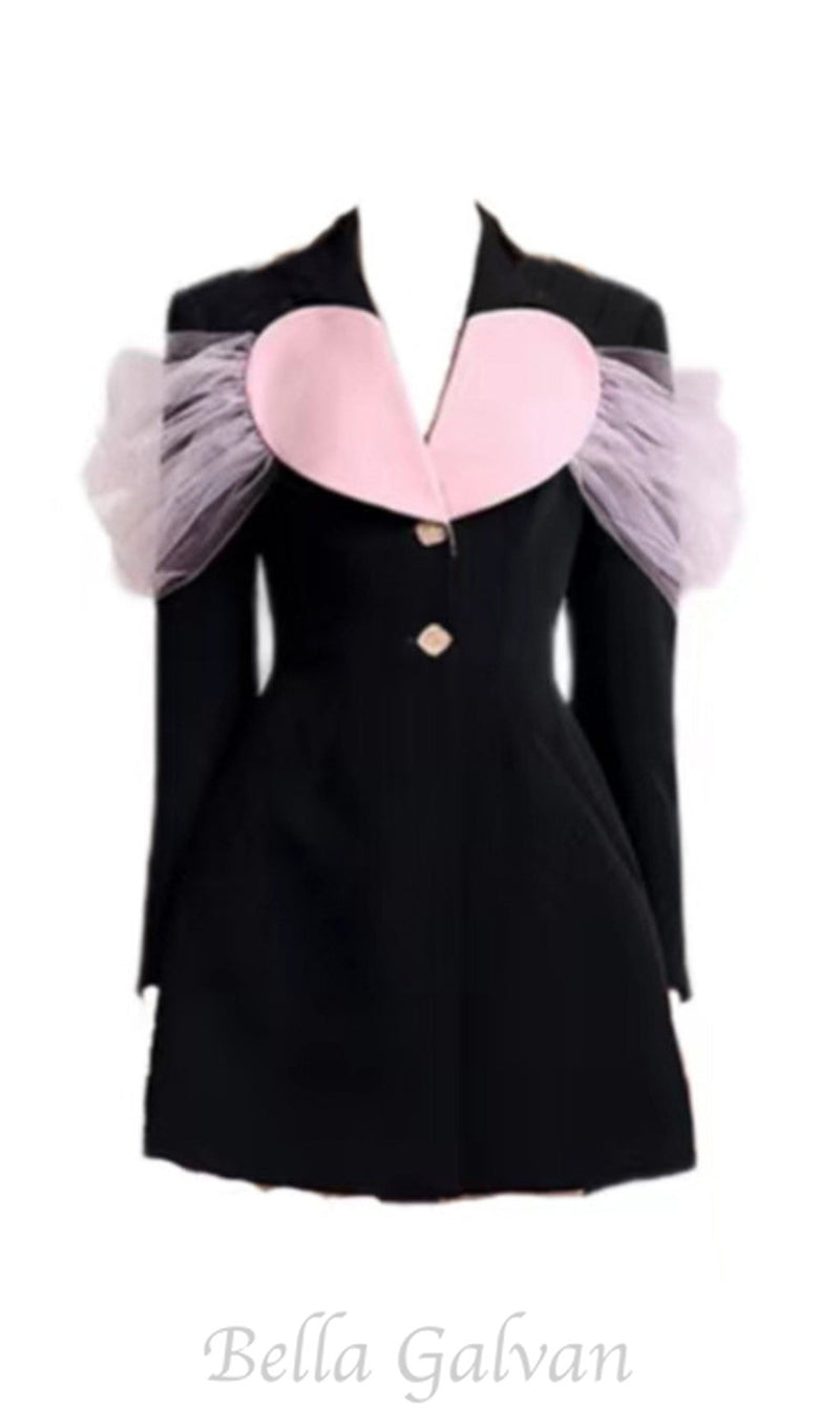 BLACK HEART DECOR JACKET DRESS