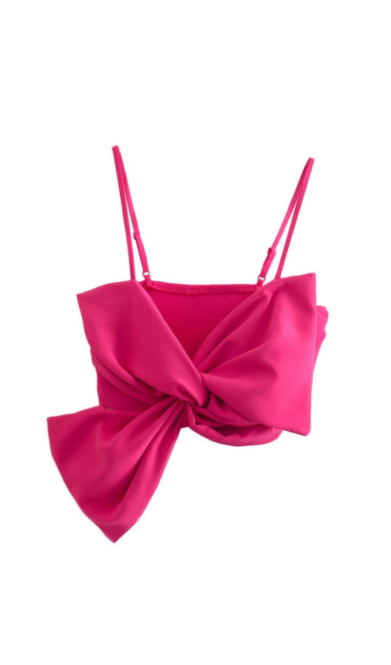 PINK TIED BOW CROP TOP