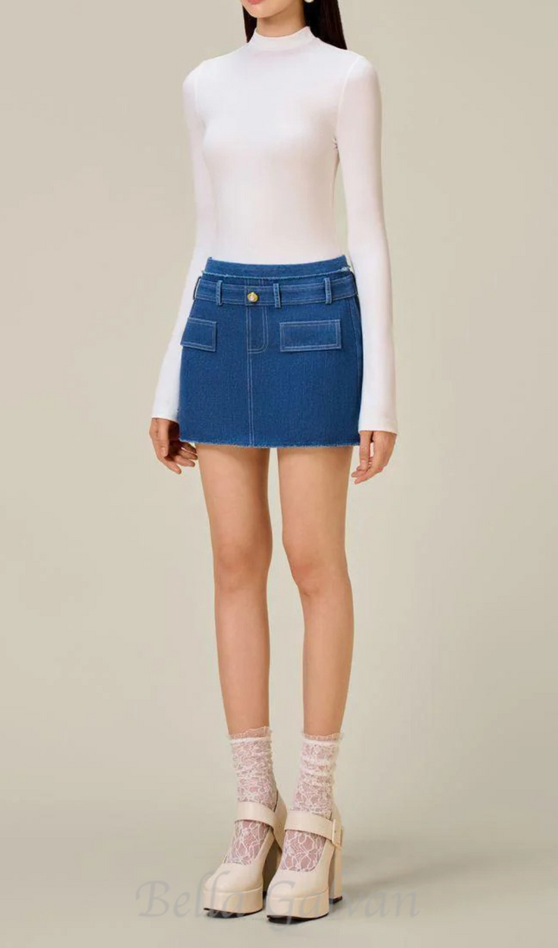 Cathy Tweed Mini Skirt in blue