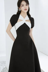 Andrea cut out a-line midi dress in black