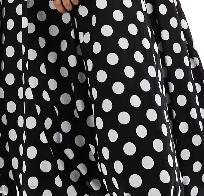 strap midi dress in mono polka dot