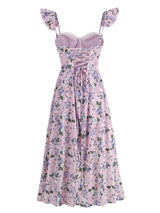 FLORAL-PRINT CORSET MIDI DRESS IN BLUSH OF A ROSE