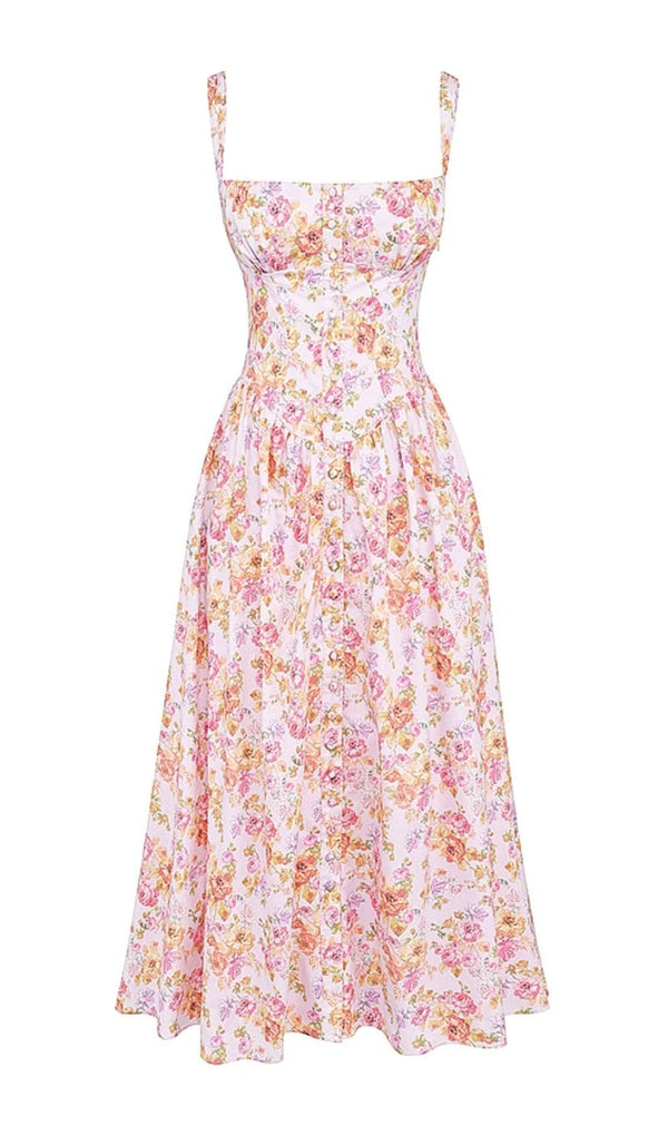 PINK PRINT MIDI SUNDRESS