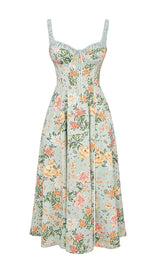 LIGHT JADE PRINT BUSTIER SUNDRESS