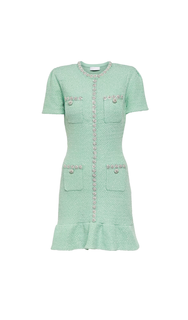 MINT SEQUIN KNIT MINI DRESS