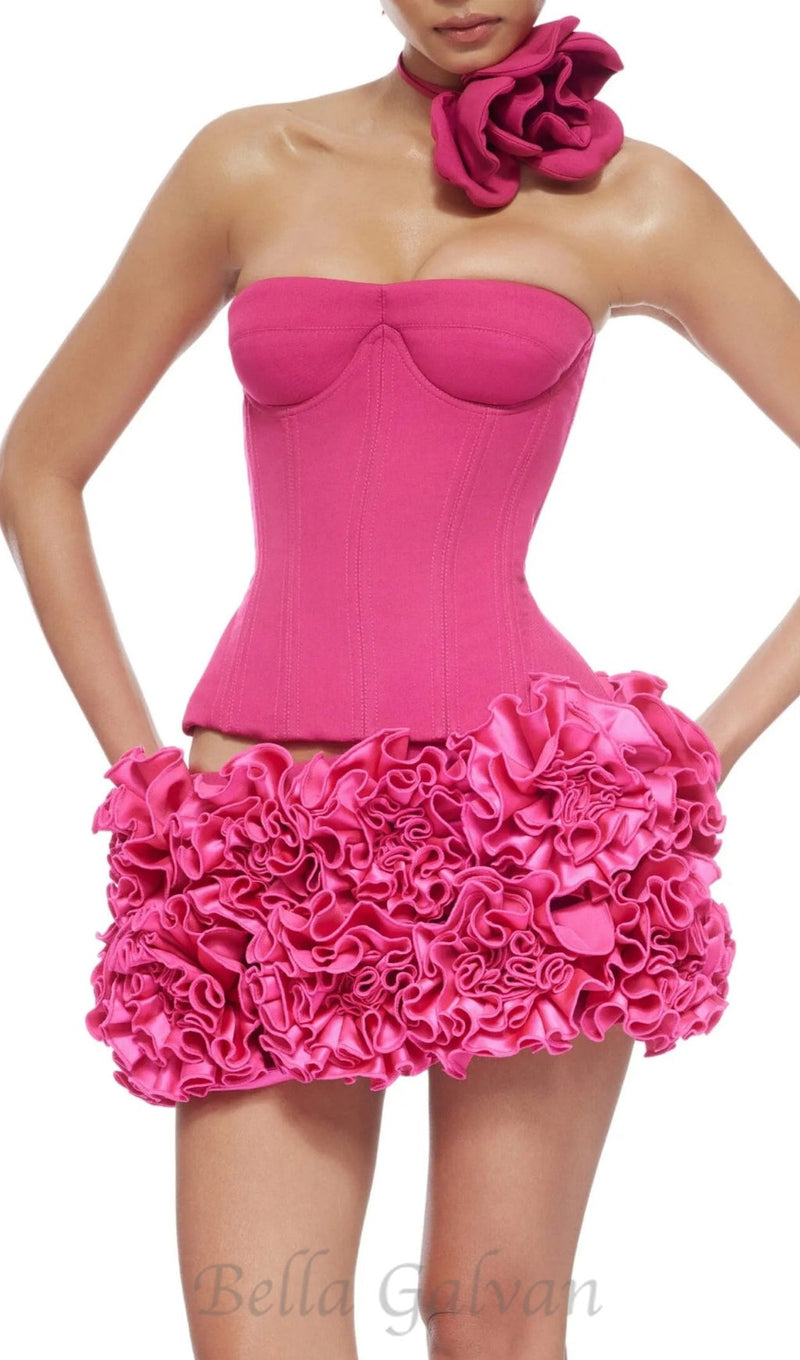 CLEGG PINK CORSET FLOWER TWO-PIECE SET