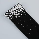 embroidered with white pearls maxi dress in black