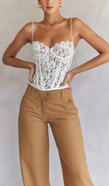 MILA IVORY LACE UNDERWIRED CORSET TOP