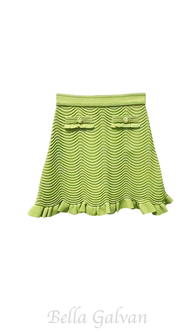 Alina Knit Mini Skirt in Olive Green