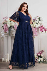 Priscilla Lace V-Neck Maxi Dress